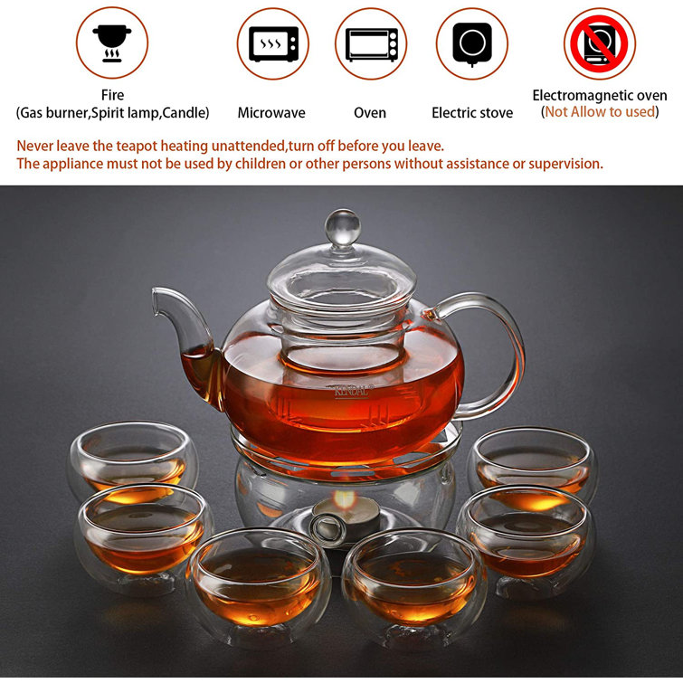 Kendal 27 Oz Glass Teapot Set Stovetop Safe Tea Infuser Maker With A
